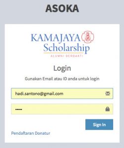 login asoka aplikasi scholarship kamajaya
